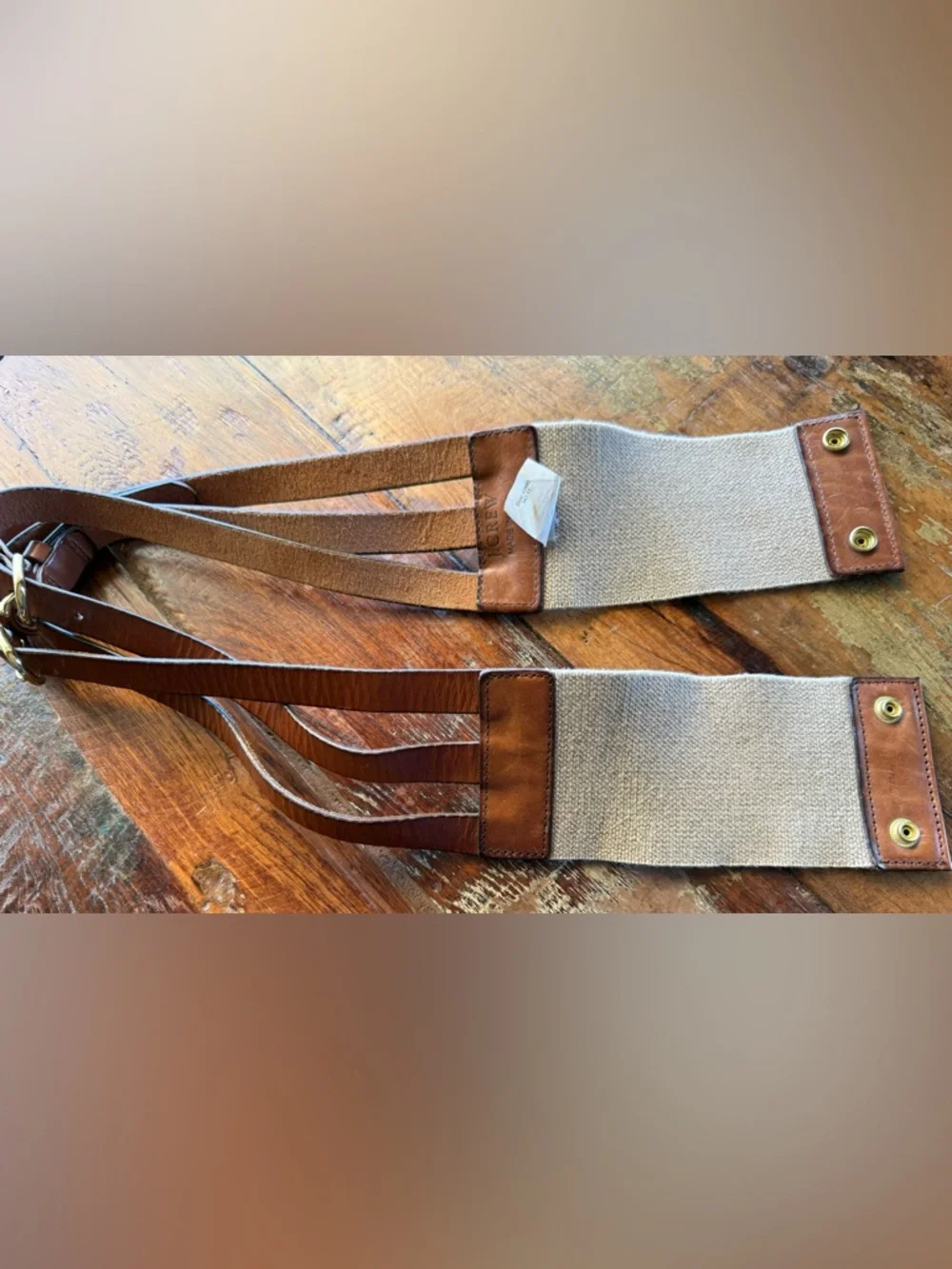 J.Crew Leather Corset Belt Brown Wide Waist Cinch Statement Boho L Vintage - Picture 15 of 16